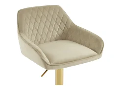 Juego de 2 taburetes de bar en terciopelo y metal dorado - Altura ajustable - Beige - TAVOA