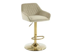 Juego de 2 taburetes de bar en terciopelo y metal dorado - Altura ajustable - Beige - TAVOA