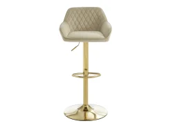 Juego de 2 taburetes de bar en terciopelo y metal dorado - Altura ajustable - Beige - TAVOA
