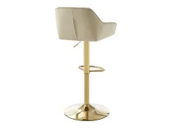 Juego de 2 taburetes de bar en terciopelo y metal dorado - Altura ajustable - Beige - TAVOA