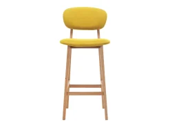 Juego de 2 taburetes de bar de tela de color amarillo mostaza