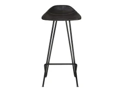 Juego de 4 taburetes de bar de cuero genuino negro