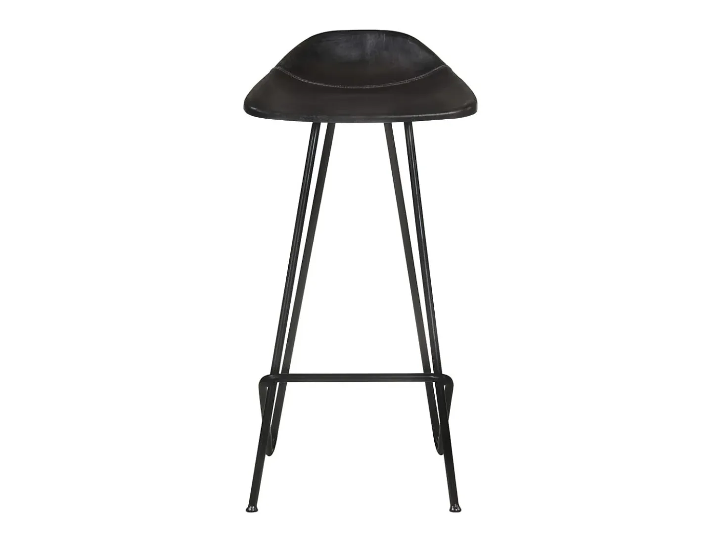 Juego de 4 taburetes de bar de cuero genuino negro
