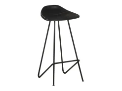 Juego de 4 taburetes de bar de cuero genuino negro