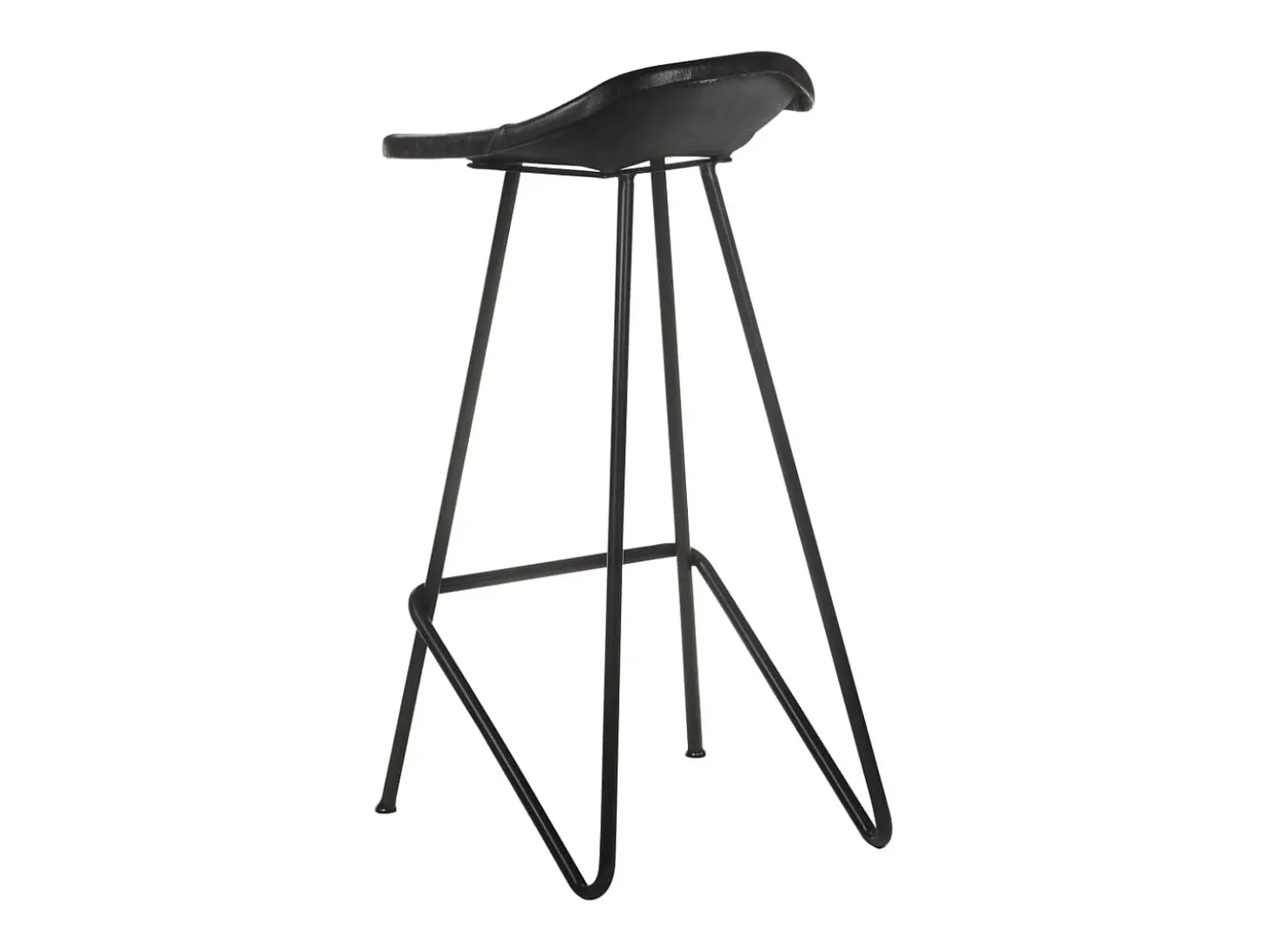 Juego de 4 taburetes de bar de cuero genuino negro