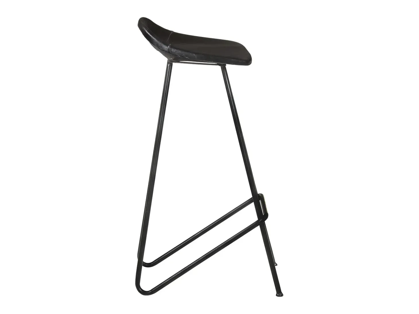 Juego de 4 taburetes de bar de cuero genuino negro