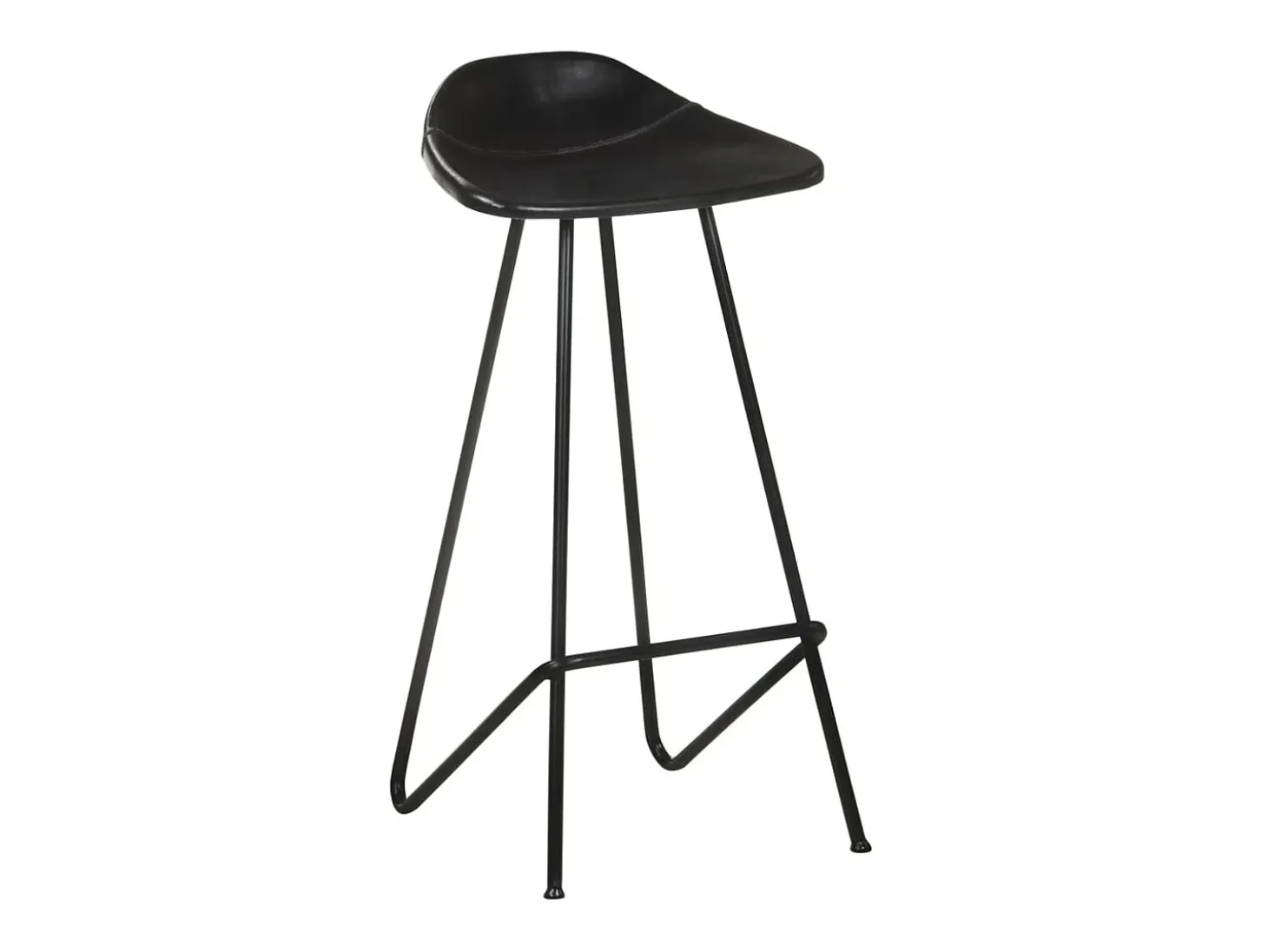 Juego de 4 taburetes de bar de cuero genuino negro