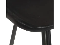 Juego de 4 taburetes de bar de cuero genuino negro
