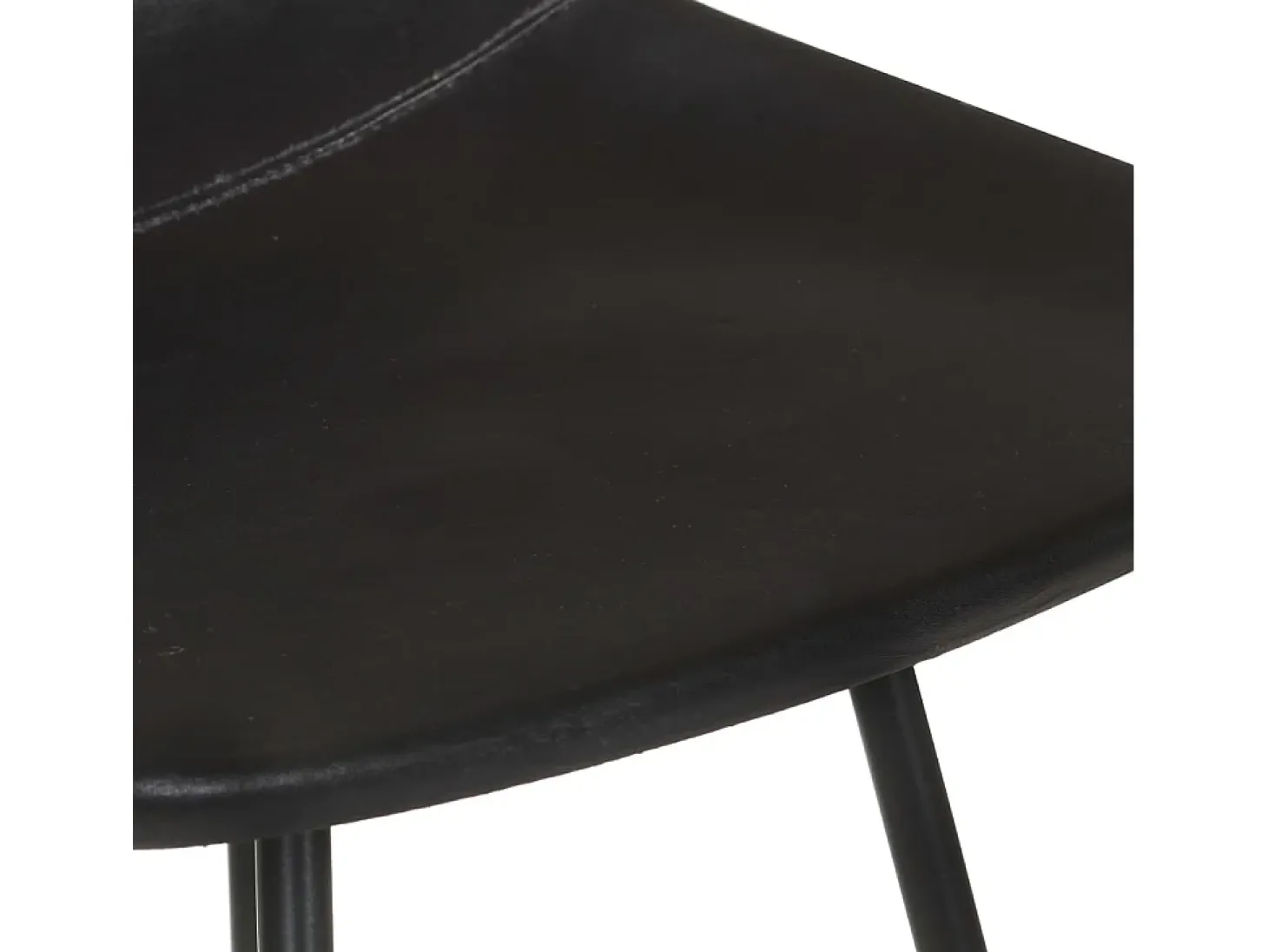 Juego de 4 taburetes de bar de cuero genuino negro