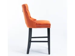 Juego de 2 taburetes de bar - Taburetes de bar con respaldo acolchado y capitoné - Terciopelo naranja