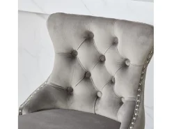 Juego de 2 taburetes de bar giratorios en terciopelo - Patas de madera - Gris