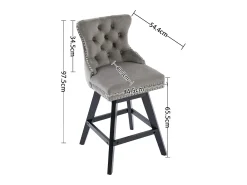 Juego de 2 taburetes de bar giratorios en terciopelo - Patas de madera - Gris