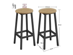 Juego de 2 taburetes de bar Valora de roble Sonoma con patas negras para cocina