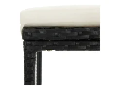 Juego de 4 taburetes de bar con cojines de resina de mimbre negro