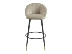 Juego de 2 taburetes de bar de terciopelo y metal - Beige - ELIRAM