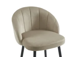 Juego de 2 taburetes de bar de terciopelo y metal - Beige - ELIRAM