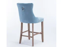 Juego de 2 taburetes de bar - Taburetes de bar con respaldo acolchado y capitoné - Terciopelo azul claro