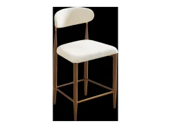 Juego de 2 taburetes de bar, 94 cm de alto - Estructura de metal marrón y dorado - Tela beige