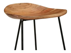 Juego de 2 taburetes de bar de madera maciza de acacia