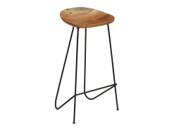 Juego de 2 taburetes de bar de madera maciza de acacia