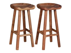 Juego de 2 taburetes de bar de madera maciza de acacia