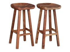 Juego de 2 taburetes de bar de madera maciza de acacia