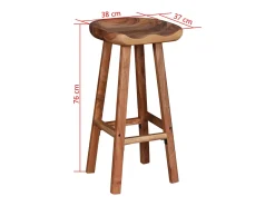 Juego de 2 taburetes de bar de madera maciza de acacia