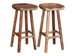 Juego de 2 taburetes de bar de madera maciza de acacia