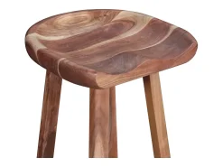 Juego de 2 taburetes de bar de madera maciza de acacia