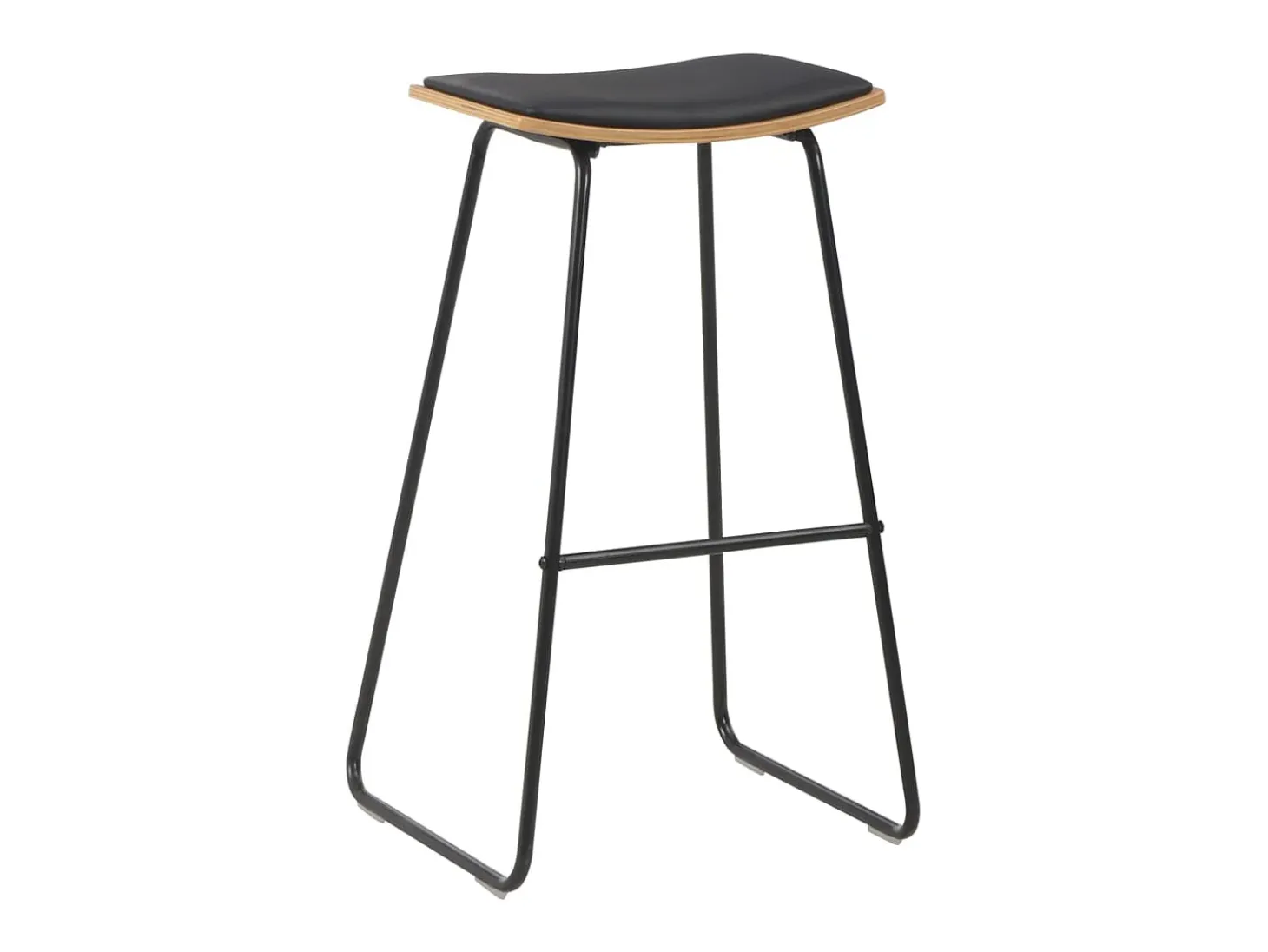 Juego de 4 taburetes de bar de piel sintética negra