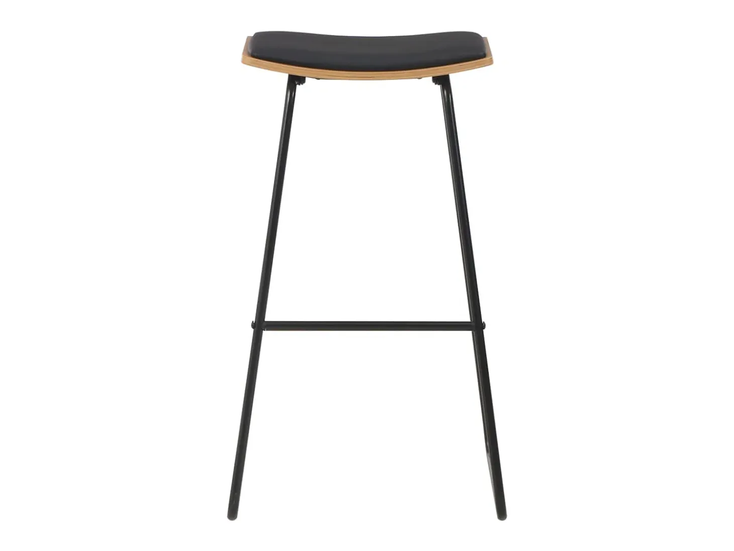 Juego de 4 taburetes de bar de piel sintética negra