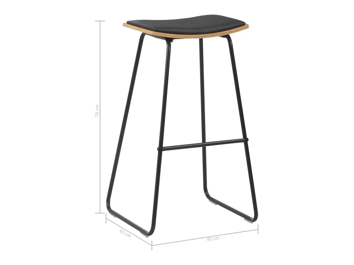 Juego de 4 taburetes de bar de piel sintética negra