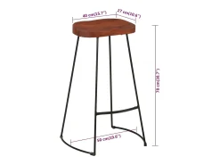 Juego de 2 taburetes de bar Gavin 50x40x78cm madera maciza de mango