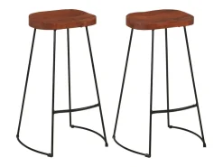 Juego de 2 taburetes de bar Gavin 50x40x78cm madera maciza de mango