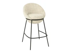 Juego de 2 taburetes de bar BOBBY de tela con estructura de metal negro – Altura del asiento 76 cm-Color Rosa