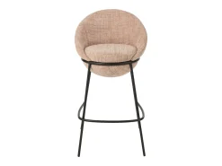 Juego de 2 taburetes de bar BOBBY de tela con estructura de metal negro – Altura del asiento 76 cm-Color Rosa