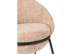 Juego de 2 taburetes de bar BOBBY de tela con estructura de metal negro – Altura del asiento 76 cm-Color Rosa