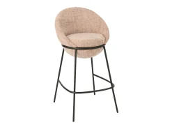 Juego de 2 taburetes de bar BOBBY de tela con estructura de metal negro – Altura del asiento 76 cm-Color Rosa