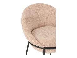 Juego de 2 taburetes de bar BOBBY de tela con estructura de metal negro – Altura del asiento 76 cm-Color Rosa