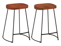 Juego de 2 taburetes de bar Gavin 45x40x63cm madera maciza de mango