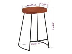 Juego de 2 taburetes de bar Gavin 45x40x63cm madera maciza de mango