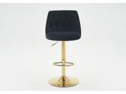 Juego de 2 taburetes de bar - con respaldo y reposapiés - altura regulable - terciopelo - negro