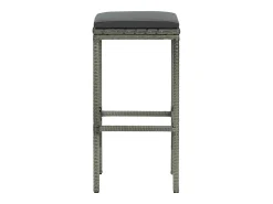 Juego de 4 taburetes de bar con cojines de resina tejida gris
