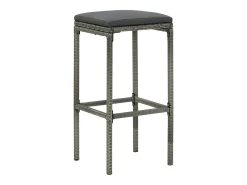 Juego de 4 taburetes de bar con cojines de resina tejida gris