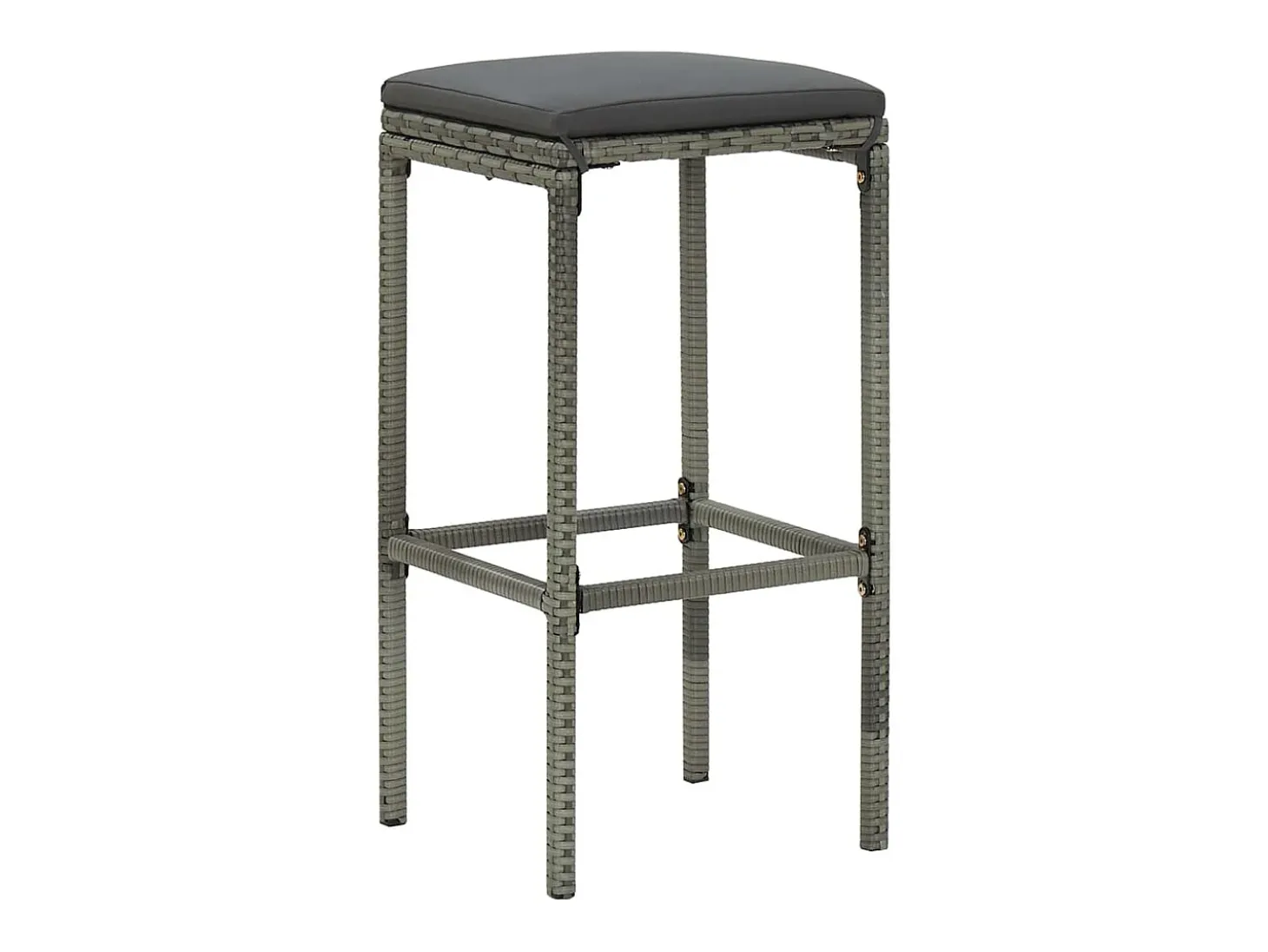 Juego de 4 taburetes de bar con cojines de resina tejida gris