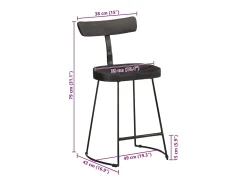 Juego de 2 taburetes de bar negros 49x43x79 cm madera maciza de mango