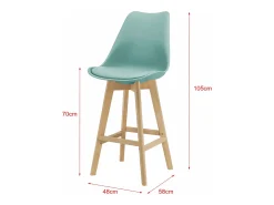 Juego de 4 taburetes de bar de plástico sintético haya 105x48x58 cm verde 03_0008719