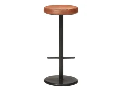 Juego de 2 taburetes de bar de cuero genuino marrón