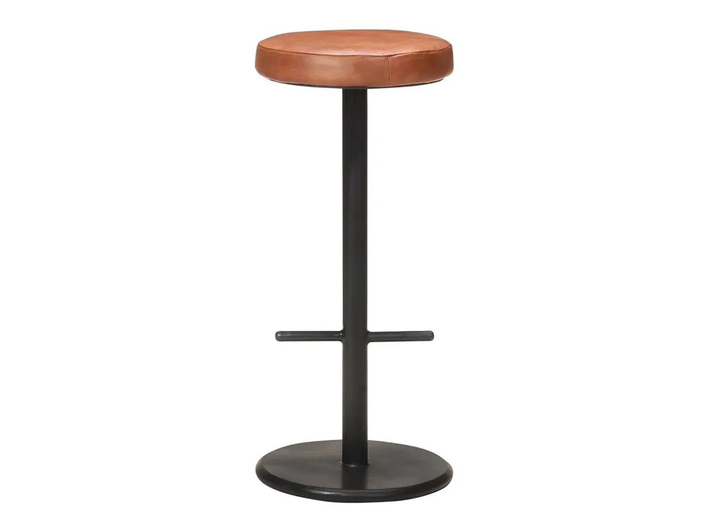 Juego de 2 taburetes de bar de cuero genuino marrón