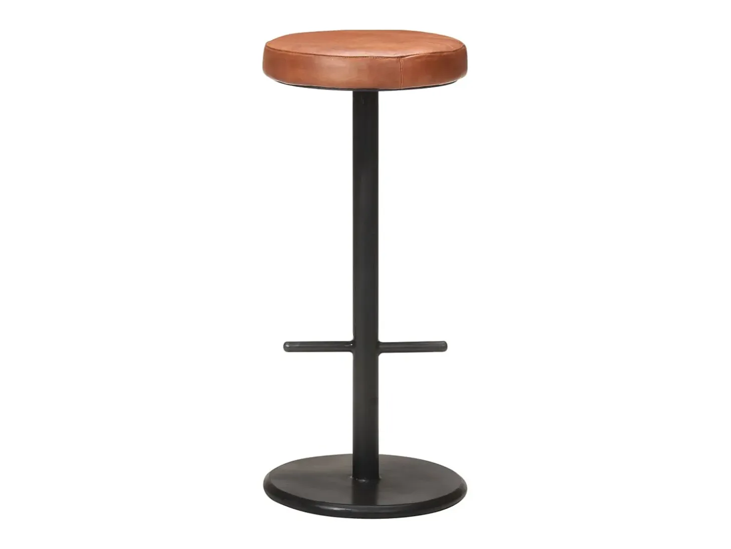Juego de 2 taburetes de bar de cuero genuino marrón